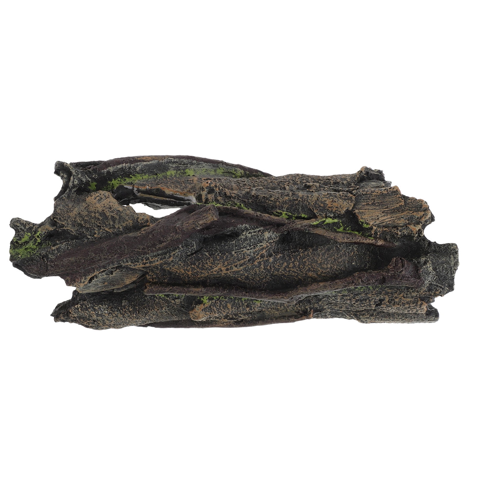 CATIEBYE Olive Green Resin Hollow Tree Log Aquarium Decor Safe Shelter for Reptiles Frogs and Betta Fish