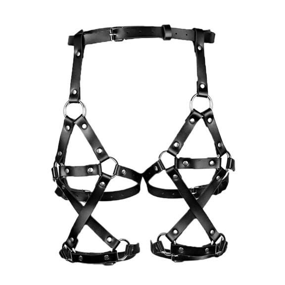 yotijay PU Leather Body Harness Waist Belt Leg Gothic Suspenders Strap