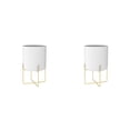 thumbnail image 4 of Cateissary Soporte de planta de oro con maceta Tipo de piso de moda Maceta Soporte de sala de estar Maceta de metal grande para interior al aire Blanco 2piezas, 4 of 6