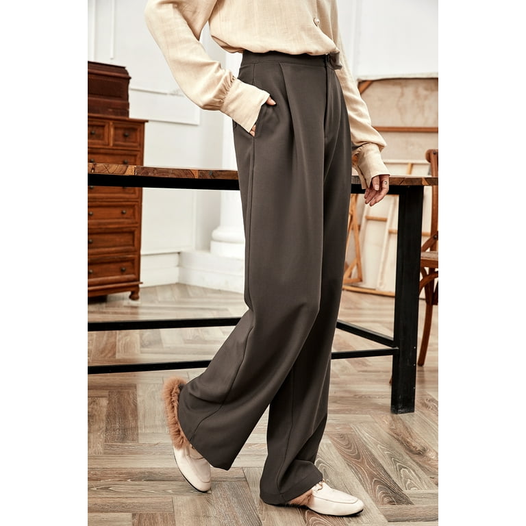 YNIQUE Women s High Waist Wide Leg Long Pants Casual Business Classic Fit Straight Leg Suit Pant Flowy Palazzo Trousers