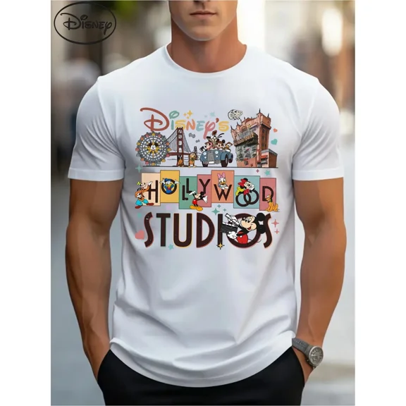 100% cotton tshirts men tee Hollywood Studios Adventure Men'S T-Shirt- Cotton Crew Neck Short Sleeve, Regular Fit, Vibrant Printed Design