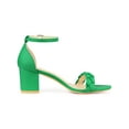 thumbnail image 3 of BLISSFUL STEP Women's Block Heels Ankle Strap Braided Heel Sandals Green (Size 10), 3 of 7