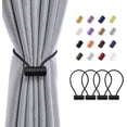 thumbnail image 1 of 4 Pack Magnetic Curtain Tiebacks 16 Inch Modern Handmade Weave Rope Curtain Holdbacks Convenient Decorative Curtain Drape Tie Backs for Home and Office Window Drapery (Black), 1 of 5