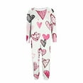 thumbnail image 5 of Cavosen Valentine's Day Cozy Pajamas for Women Long Sleeve Soft Shirt Straight Leg Pants Heart Printed Breathable Casual Sleepwear Red 4XL, 5 of 5