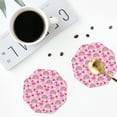 thumbnail image 4 of Yiaed Cute Flamingo Print Leather Coasters for Drinks - Cup Coasters Coffee Table Kitchen Table Bar, Home & Office Gifts Handmade Drink Coasters-Octagon, 4 of 6