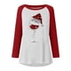 thumbnail image 4 of Camiseta de manga larga suelta con cuello redondo y copa de vino tinto con estampado navideño para mujer Fridja FKASFK1542, 4 of 4