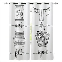 Laundry Room Clothes Pattern Curtains for Living Room Bedroom Decorative Window Treatment Drapes Kitchen Curtains