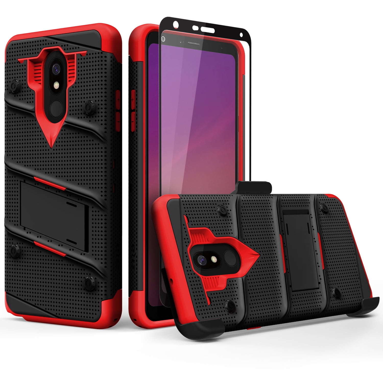 ZIZO BOLT Series for LG Stylo 5 Case Military Grade Drop Tested with Full Glass Screen Protector Holster and Kickstand Black Red