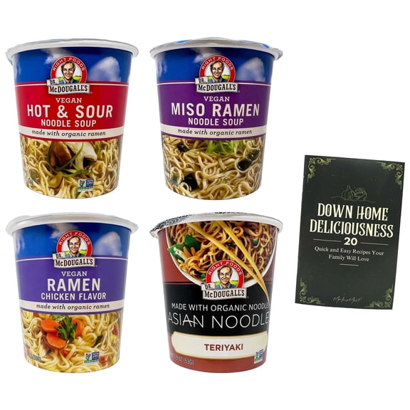 Dr. McDougall Ramen Noodle Soup Cups - Hot & Sour, Miso Ramen, Chicken Ramen, Teriyaki (1.8-1.9) oz - 4 Pack | MerlinsMart Zine