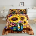 thumbnail image 2 of Castle Fairy Flying Butterflies Bedding Comforter Set 2pcs for Boys Girls,Rustic Yellow Sunflowers Twin Comforter Sets Microfiber,Old Barn Door Breathable Bedding Set,Lightweight Room Decor, 2 of 8