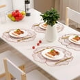 Round Placemats Set of 4, 15 inch PVC Vinyl Flower Placemats Washable