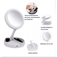thumbnail image 3 of Espejo De Maquillaje Luz Led Doble Cara Ajustable Plegable Color del marco Blanco, 3 of 5