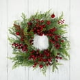thumbnail image 4 of Northlight Frosted Berry and Crabapple Artificial Cedar and Pine Christmas Wreath - 24" - Unlit, 4 of 7