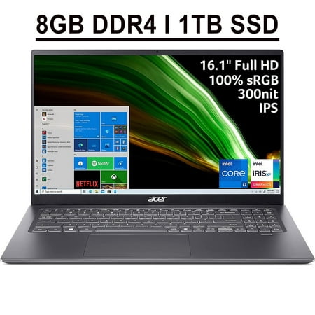 Acer Swift 3 16 Business Laptop 16.1" FHD IPS 100% sRGB Display 11th Gen Intel Quad-Core i5-11300H Processor 8GB DDR4 1TB SSD Intel Iris Xe Graphics Backlit Fingerprint DTS HDMI USB-C Win11 Silver