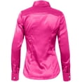 thumbnail image 3 of J. METHOD Women's Satin Button Down Shirt Long Cuff Sleeve Collar Silky Office Work Formal Casual Blouse Top NEWT74 Fuchsia M, 3 of 7