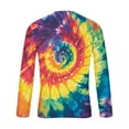 thumbnail image 4 of ZCFZJW Mens Long Sleeve Bleached T-Shirts Casual Tie Dye Print Crewneck Pullover Sweatshirts Loose Lightweight Comfy Graphic Athletic Tees Tops Dark Blue#02 XL, 4 of 5