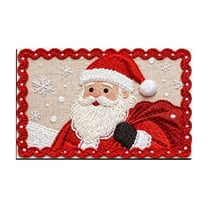 Christmas Rug 40x60cm Colorful Santa Claus Pattern Decorative Doormat for Entryway Knitted Floor Mat Home Holiday Decoration (Red)