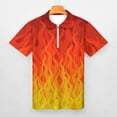 thumbnail image 3 of Red Orange Yellow Burning Flames And Fire Men Zipper T-shirt Summer Casual Short Sleeve T-shirt Top, 3 of 7