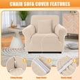 thumbnail image 4 of KINCAM 1-Seater Sofa Slipcover, Stretch Couch Cover with 1 Pillow Cover, Machine Washable Furniture Protector, Light Beige, 4 of 7