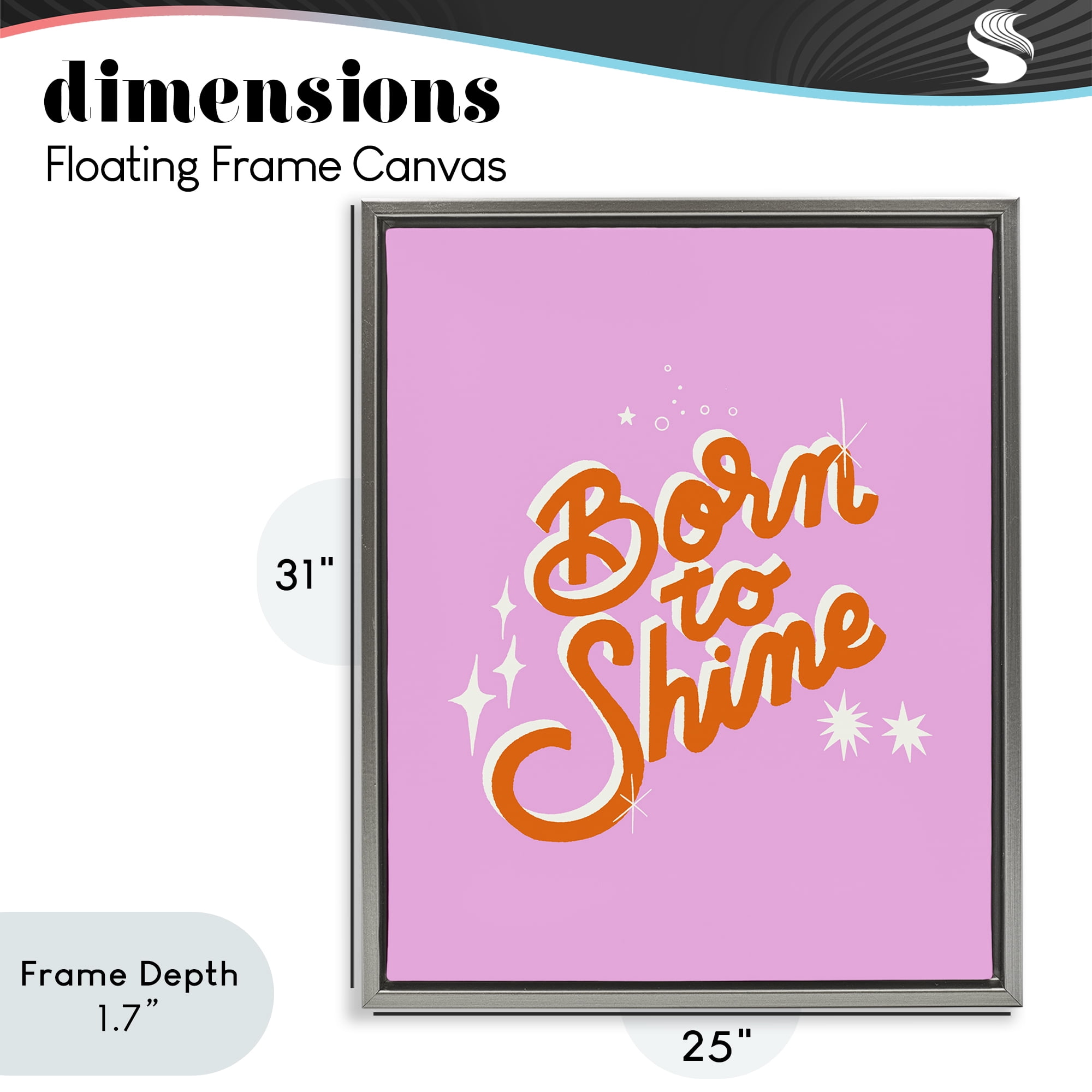 Stupell Industries Born To Shine on Pink Gray Framed Floater Canvas Wall Art, design by Indira Prieto | IndySign