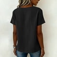 thumbnail image 4 of Sokhug Women's Linen Cotton Casual Round Neck Short Sleeve Blouse Asymmetrical Button Down Shirt Loose Fit Top for Women, 4 of 7