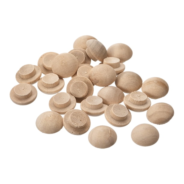 Tapones de madera, paquete de 50, 13 x 8 mm - Tapones de botón de madera de haya, cubiertas de agujeros de tornillo para escaleras, sillas y manualidades