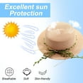 thumbnail image 4 of 52-54 cm hat circumference children's rattan straw hat summer hat outdoor sunshade beach hat sunscreen flat top hat folding sun hat-Flesh pink, 4 of 5