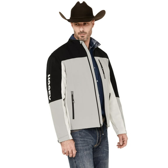 Hooey Men's Color Block Southwestern Print Softshell Jacket Charcoal Medium