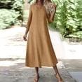 thumbnail image 4 of Caywon Women's V Neck Solid Color Casual Sleeve Dress Short Mini Dress Loose Fit Comfy Office Daily Wear Dresses for Women, 4 of 9
