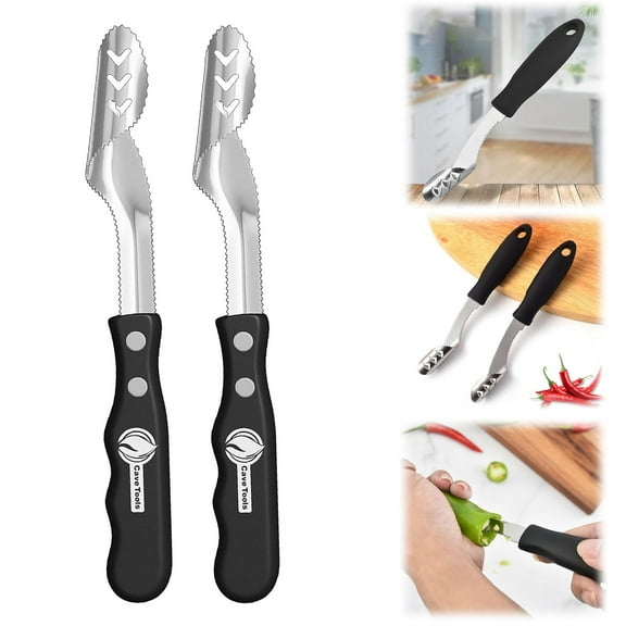 Cave Tools (2Pc) Jalapeno Coreer And Seeder For Peeling Or Cutting Off Pepper Tops, Banana Tops, Or Pepper Stems For Roasting On The Grill, Smoker, Or Oven - Kitchen & Grilling Accessories