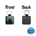 thumbnail image 4 of Bear in Forest Woodland Wilderness Faux Leather Square Keychain, 4 of 7