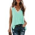 thumbnail image 1 of Womens Tank Tops V Neck Lace Side Split Summer Sleeveless Tops, 1 of 5