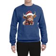 thumbnail image 2 of Wild Bobby Cute Fluffy Christmas Cow with Santa Hat, Cute Christmas Design. Unisex Sweater Crewneck Sweatshirt, 2 of 5