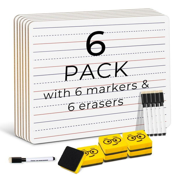 Double Sided Dry Erase Boards Lined/Plain, Ohuhu 6Pack 9 x 12 Inch