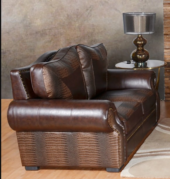 Botswana Croc and Micro Leather Loveseat