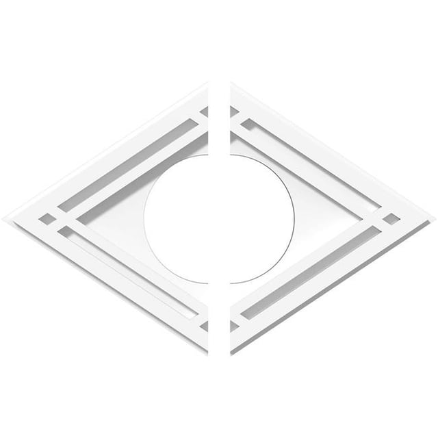 Ekena Millwork CMP16X10DD2-05000 5 in. ID x 5.5 in. Rectangle Diamond Architectural Grade PVC Contemporary Ceiling Medallion - 2 Piece