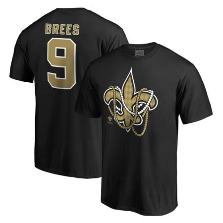 Drew Brees New Orleans Saints NFL Pro Line by Fanatics Branded Mardi Gras Team Icon Name & Number T-Shirt - (Best Name Brand Clothes For Men)