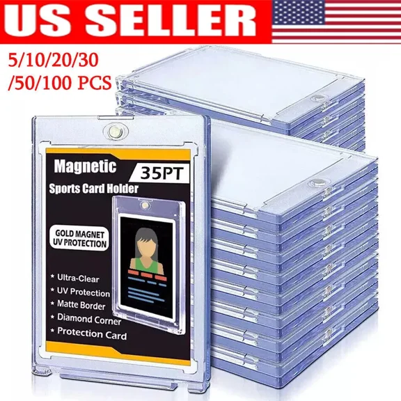 Lemohome 20 Pack Magnetic Trading Sports Card Holders 35pt One-Touch UV Protection