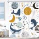 thumbnail image 1 of Cortina de ducha para niños con diseño de ballena, espacio, océano, dibujos animados, planeta, lindo océano, mar, animal, universo, galaxia, luna, estrellas, cosmos, juego de baño, cortina de baño de, 1 of 4