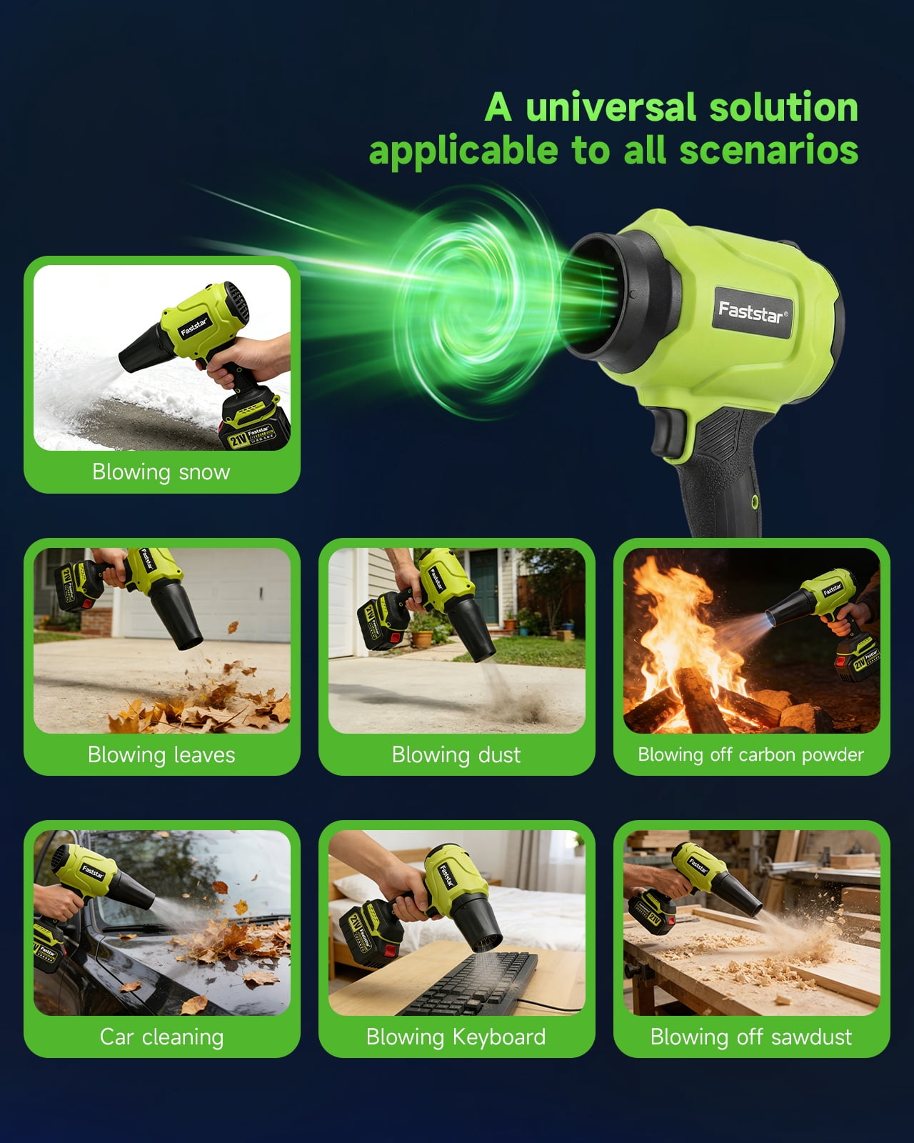 Cordless Leaf Blower Handheld with 6.0Ah Battery & Charger - 21V Battery Powered, 600 CFM 32000 RPM High Speed, 1200G Wind Force, Lightweight Leaf Blowers for Lawn Care, Car Drying