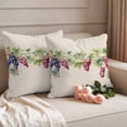 thumbnail image 2 of Purple Grape Pillow Covers 2 Pack Spring Grape Vine Leaf Watercolor Linen Texture Pillowcase Waterproof Outdoor Throw Pillow Cover for Patio Garden Square Cushion 20”x20”, 2 of 9