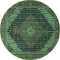 thumbnail image 1 of Ahgly Company Machine Washable Indoor Round Medallion Turquoise Blue Traditional Area Rugs, 5' Round, 1 of 4