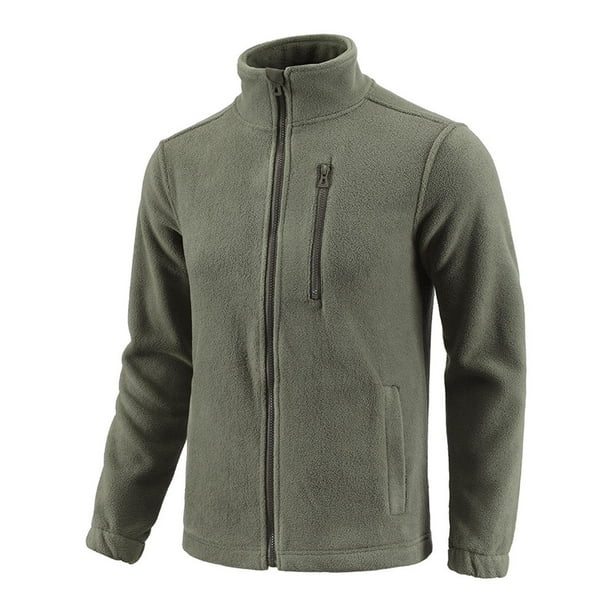 pstuiky camisa de manga larga para hombre, Chaqueta informal de invierno para hombre, color liso, con bolsillos con cremallera y manga larga, cuello alto top de hombre m