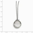 thumbnail image 2 of Stainless Steel Polished White Cats Eye Round Necklace - 18.25 Inch, 2 of 2