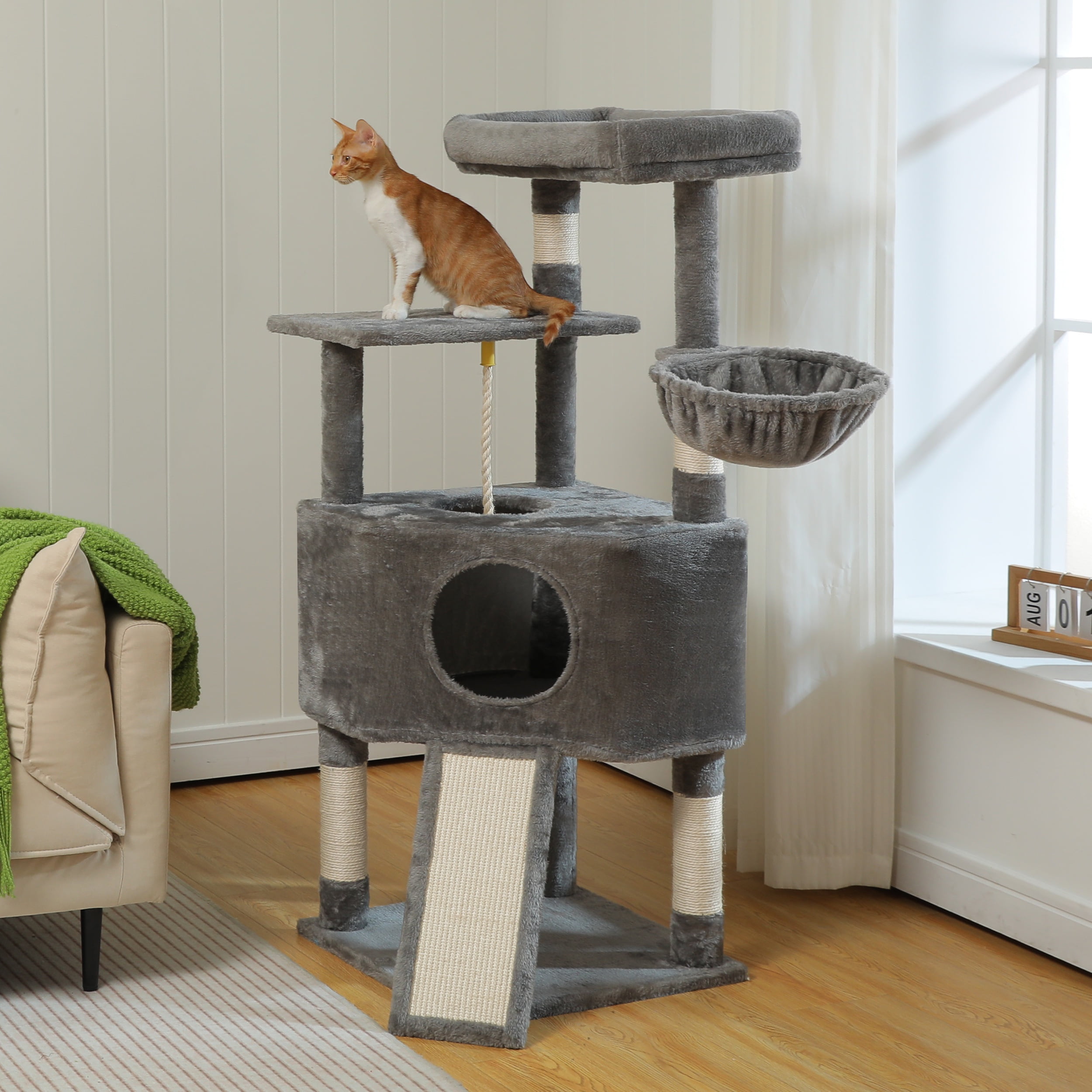 Vibrant Life 50inch Cat Tree Tower with Large Condo and Perch for Indoor Cats, Gray