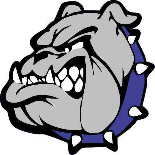 3inx3in Blue Collared Bulldog Mascot Sticker Vinyl School Bumper