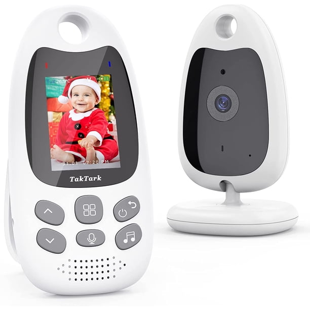 Vigilabebés con vídeo, cámara con monitor LCD para bebés de 2,0", cámara para bebés de 2,4 GHz, visión nocturna, control de temperatura, comunicación bidireccional y canciones de cuna, videoteléfono para bebés esquí esquí Gafas de esquí