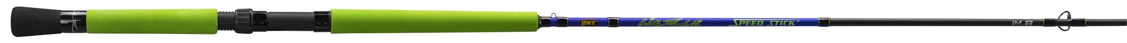 Lew's Wally Marshall Speed Stick Spinning Fishing Rod, 8-Foot 2-Piece Rod, Medium-Light Power, Green/Blue/Black