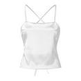 thumbnail image 5 of Women's Tennis Tanks Lace Slim Crop Backless Club Top Imitated Up Fit Silk Blouse for Party White M, 5 of 5