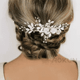 thumbnail image 3 of Broches Para El Cabello Novia Con Clip De Diamantes Flores Plateado, 3 of 5